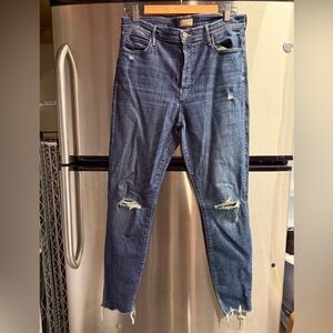 MOTHER ‘the stunner chew’ Distressed Blue Skinny Jeans